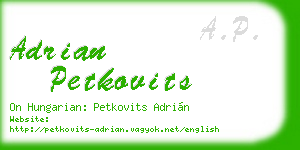 adrian petkovits business card
